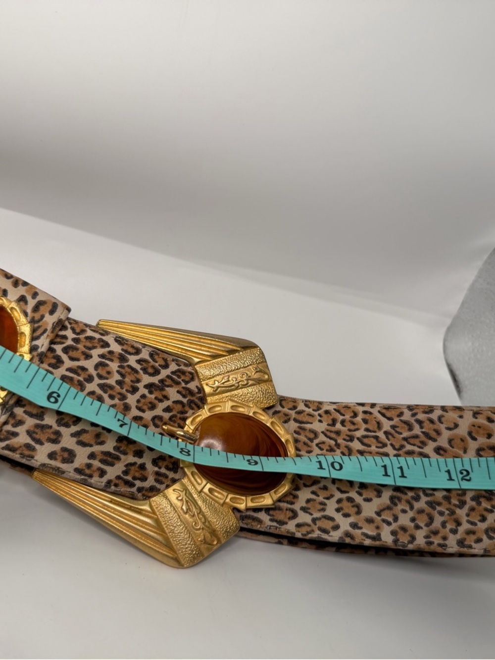 Vintage Gold-Accent Leopard Print Women's Statement Belt - Picture 8 of 16